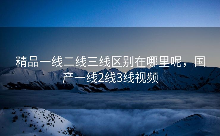 精品一线二线三线区别在哪里呢，国产一线2线3线视频