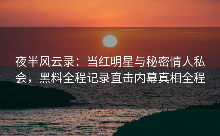夜半风云录：当红明星与秘密情人私会，黑料全程记录直击内幕真相全程