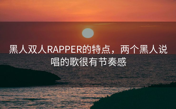 黑人双人RAPPER的特点，两个黑人说唱的歌很有节奏感